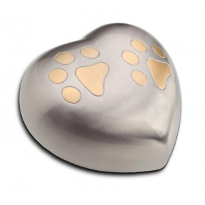 Keepsake Heart 0.8 Litres (Brushed Silver with Gold Pawprints)